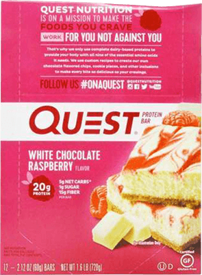 Quest nutrition snacks healthy on the go white chocolate raspberry